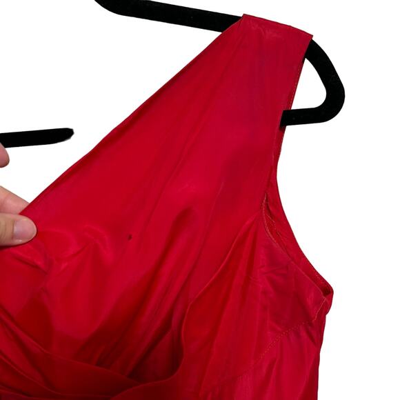 1950s Jonny Herbert Couture Red Taffeta Party Dress XS Rockabilly Pin Up Vtg - Picture 8 of 16
